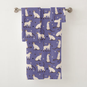 Set de toallas de baño púrpura para gatos y patas