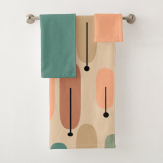 Set de toallas de baño retro para árboles atómicos