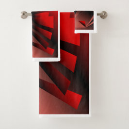 Set de toallas de baño rojas y negras