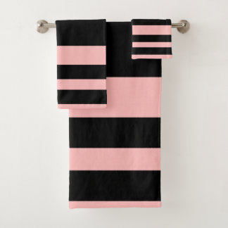 Set de toallas de baño rosa y negro