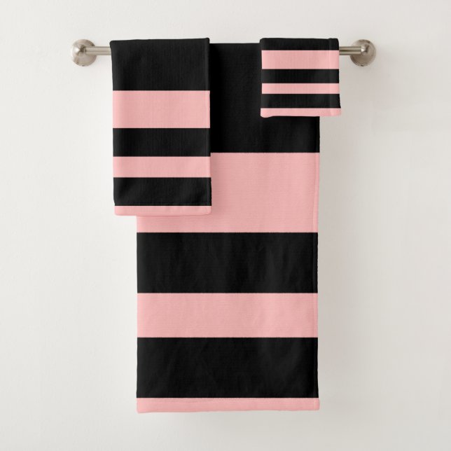 Set de toallas de baño rosa y negro (In situ)
