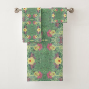 Set de toallas de baño verde floral