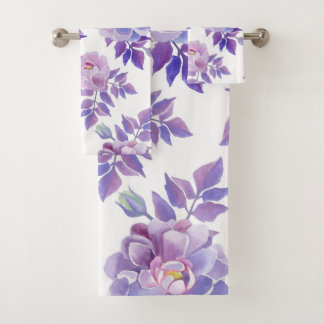 Set de toallas de color morado floral