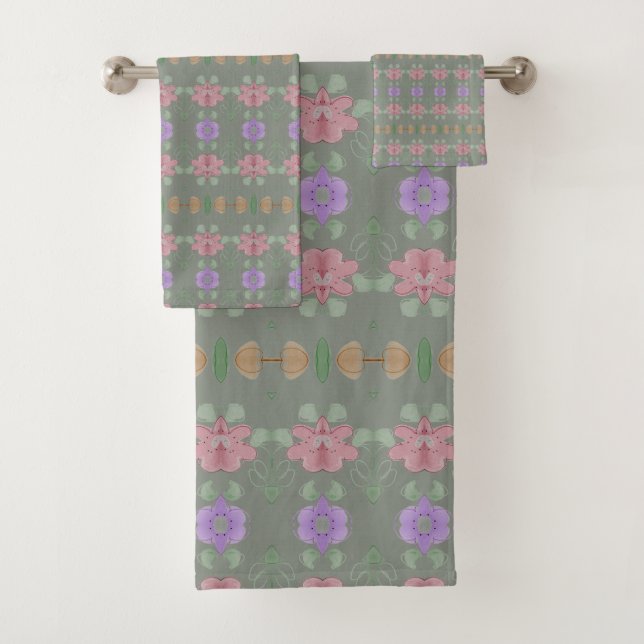 Set de toallas de estilo con un verde gris (In situ)