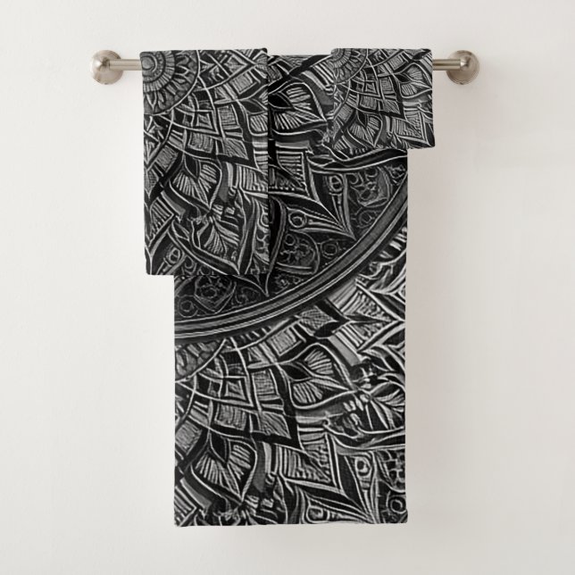 Set de toallas de Mandala plateado (In situ)