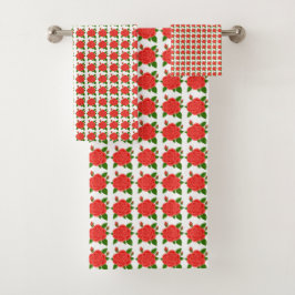 Set de toallas de rosas rojas