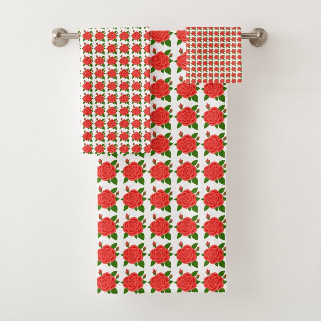 Set de toallas de rosas rojas (In situ)