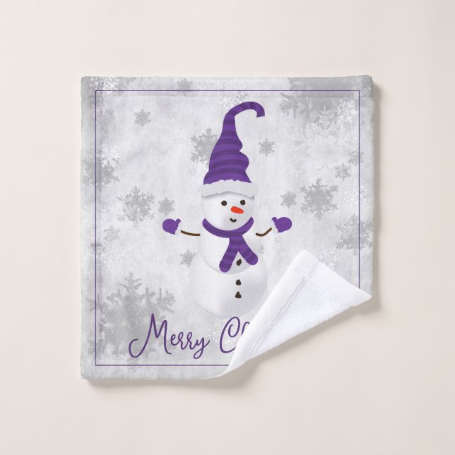 Set de toallas de vacaciones Purple Cute Snowman (Toallita)