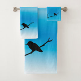 Set de toallas - Hummingbird Silhouette en azul