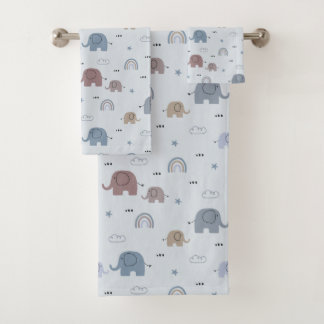 Set de toallas para baño con patrón de elefante pa