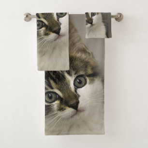 Set de toallas para baño de cara de gato