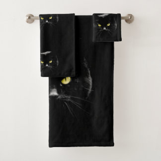 Set de toallas para baño de gato negro