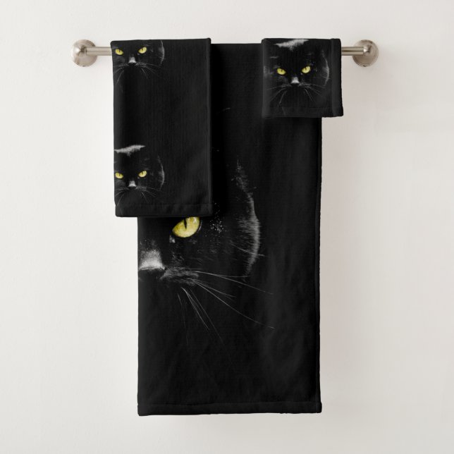 Set de toallas para baño de gato negro (In situ)