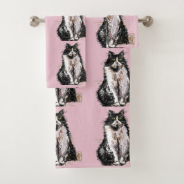 Set de toallas para gatos Chicas de gato negro de