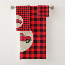 Set de toallas para Navidades de camiones rojos de