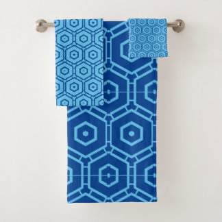 Set de toallas - Patrón de hexágonos en azul