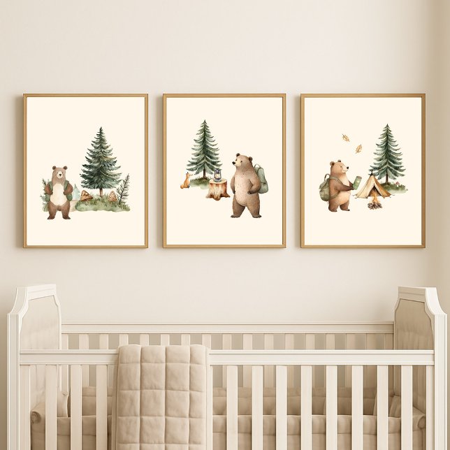 Set of 3 One Happy Camper Bear Nursery Wall Art (Subido por el creador)
