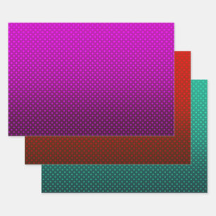 Set, papel retro, retro, polka dot, gradiente, roj
