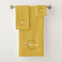 Set sencillo de toallas de baño de mostaza amarill