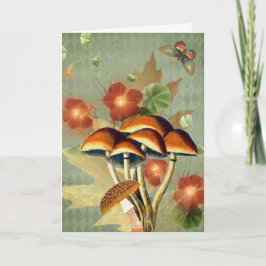 Setas y Mariposa Vintage Naranja de Otoño