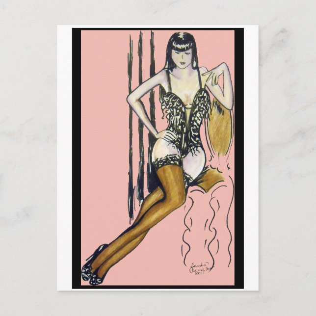 Seti - Tarjeta Chica Brunette Pin-up (Anverso)