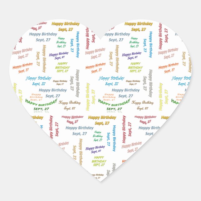Setiembre, 27 Pegatina de cumpleaños (Anverso)