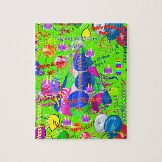 Setiembre, 3 cumpleaños rompecabezas (Vertical)