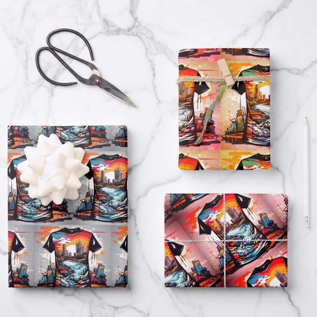 Sets de hojas de papel de regalo Nueva York  (Anverso)