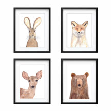 11x14 Bosque de bosque de Woodland Cute de color d