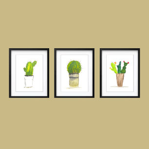 Sets De Impresiones Acuarela Boho 8x10 Cactus