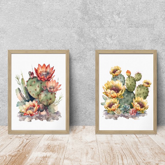 Sets De Impresiones Acuarela De Cacti naranja Y Amarillo (Subido por el creador)