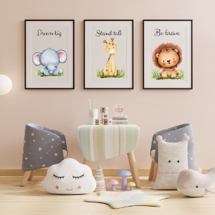 Sets De Impresiones Animal Safari Género neutro poster de enfermería