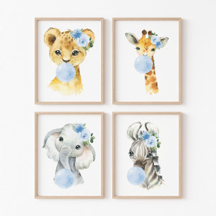 Sets De Impresiones Animales de la jungla, Goma de burbuja azul, enfer