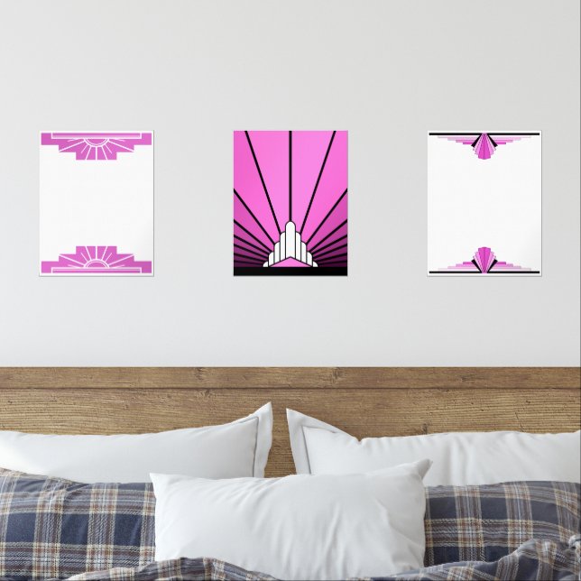 Sets De Impresiones Art Deco en rosa (Dormitorio)