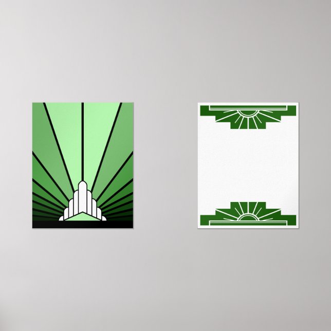 Sets De Impresiones Art Deco en verde (Anverso)