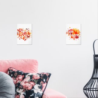 Sets De Impresiones Arte de afirmación de acuarela valiente