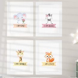 Sets De Impresiones Arte de Afirmación Infantil - Galería de animales 