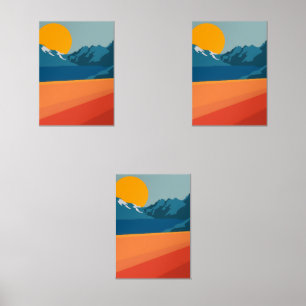 Sets De Impresiones Arte de montaña de inspiración retro - Escenario r