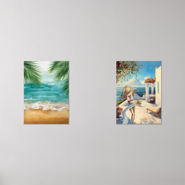 Sets De Impresiones Arte de pared costera | Mar Mediterráneo (Anverso)