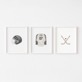 Sets De Impresiones Arte de pared personalizado de hockey neutral negr