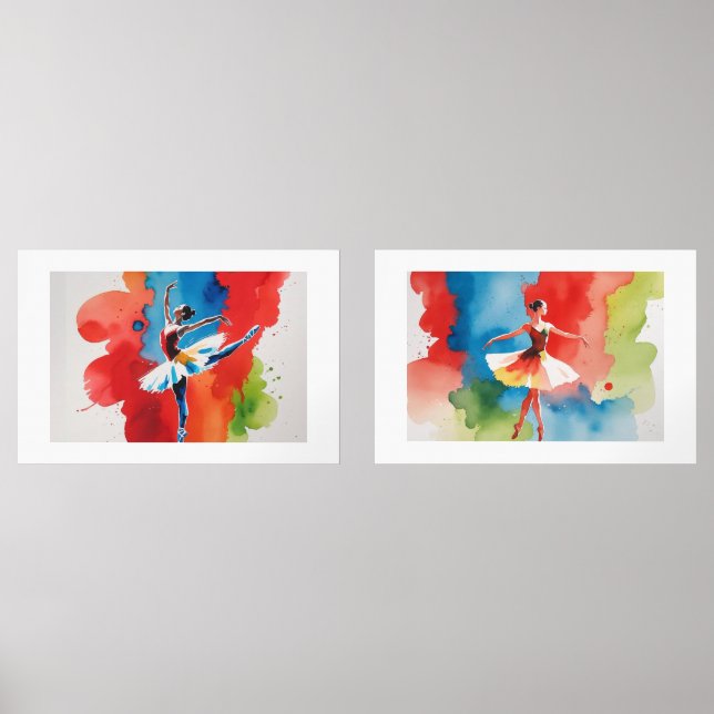 Sets De Impresiones Arte en Acuarela de Danza y Elegancia (Anverso)