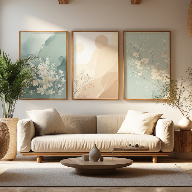 Sets De Impresiones Arte floral verde japonés sage | Juego de impresió (Subido por el creador)