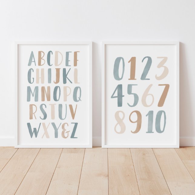 Sets De Impresiones Aula Educativa Alfabetización Azul y Números (Subido por el creador)