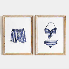 Sets De Impresiones Beach House Wall Art, Conjunto De Trajes De Bañera
