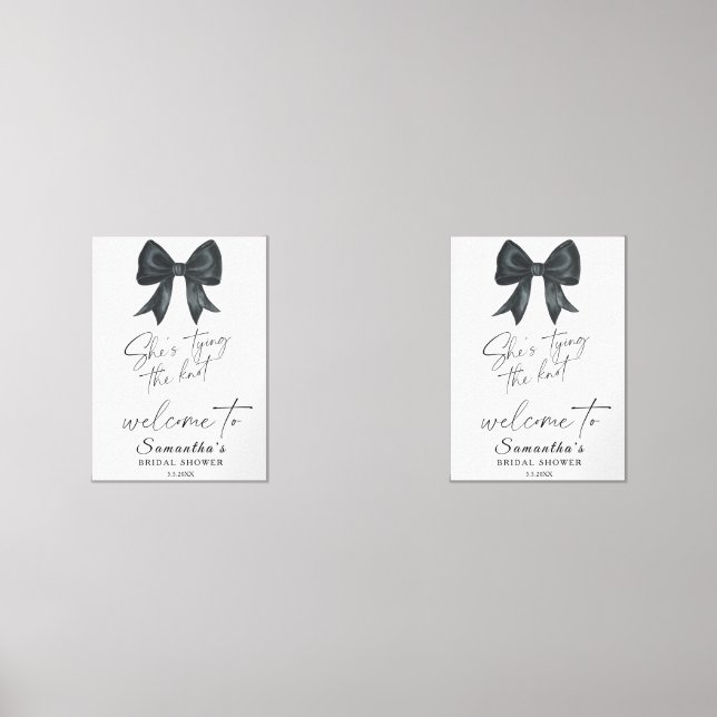 Sets De Impresiones Black Bow She's tying the knot Bridal Welcome (Anverso)