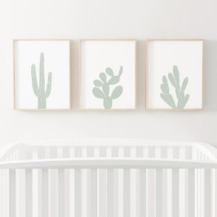 Sets De Impresiones Boho Mint Green Cactus