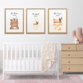Sets De Impresiones Boho Woodland Animals Nursery Personalizado para B