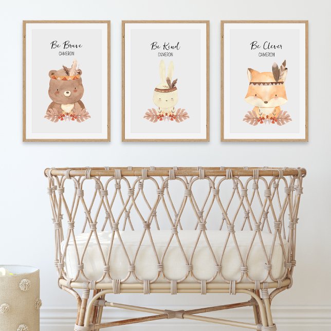 Sets De Impresiones Boho Woodland Animals Nursery Personalizado para B (Subido por el creador)
