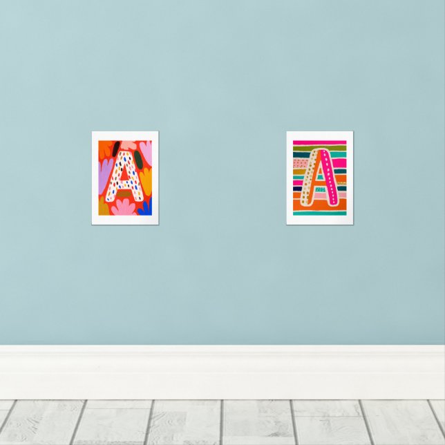 Sets De Impresiones Bright Dopamine Decor Monogram Letter A (Suelo de Madera)