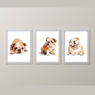 Sets De Impresiones Bulldog Inglés Wall Art, Poster de Bulldog